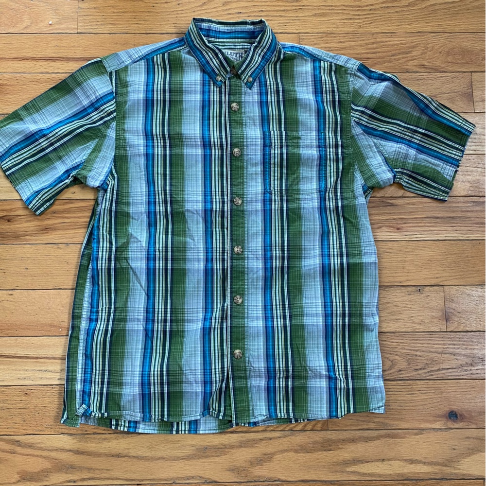 Duluth Trading Co Plaid Short Sleeve Button Down Shirt Size M - Picture 1 of 5